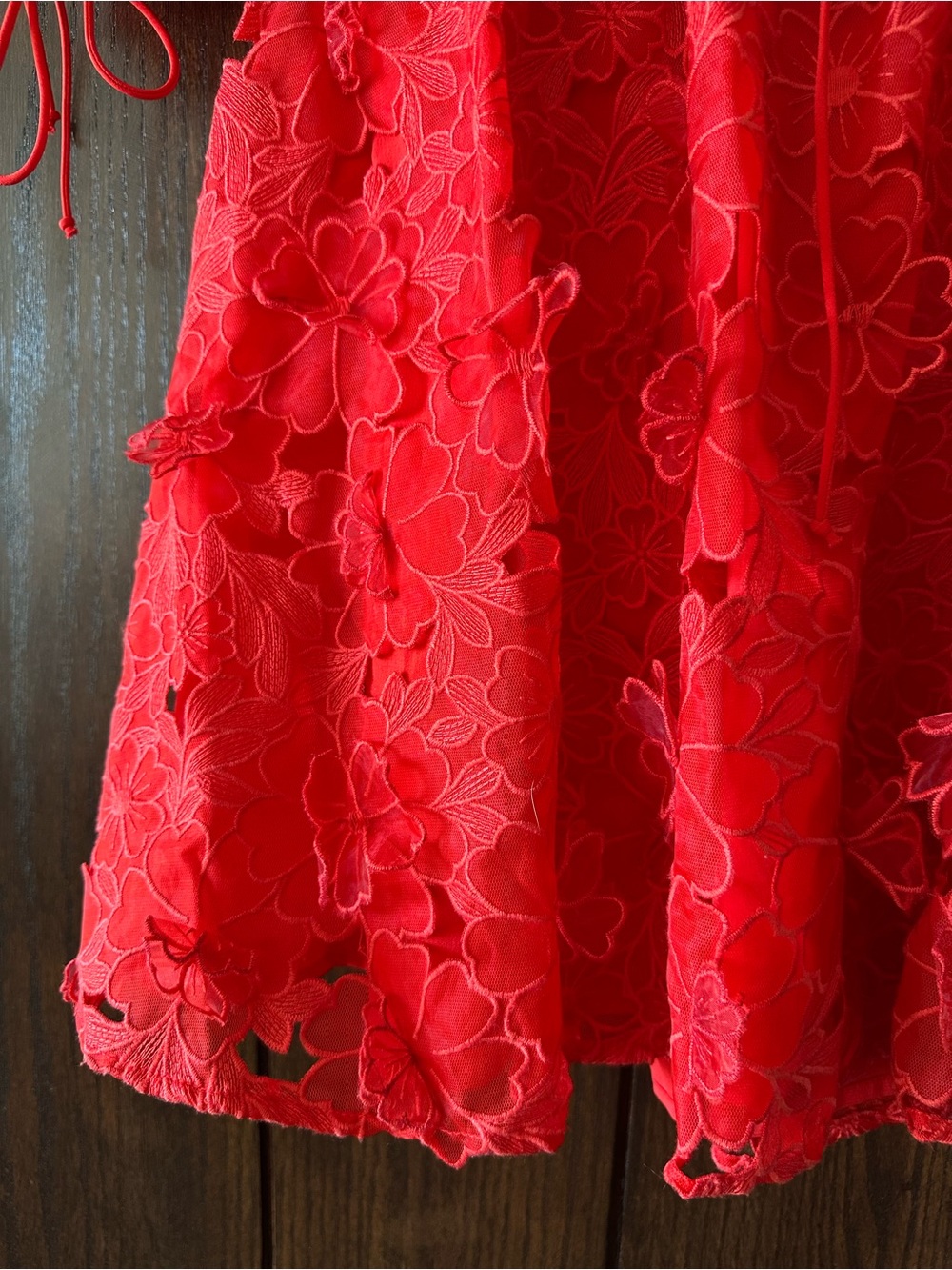 For Love & Lemons Serena 3D Floral Red Lace Mini Dress sz M $318 - Picture 6 of 9